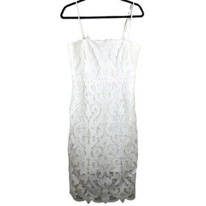 BARDOT Lina White Lace Overlay Sleeveless Sheath Midi Dress 8 Medium